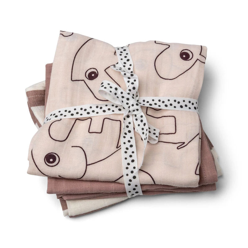 Burp cloth 3 - pack - GOTS - Deer friends Powder