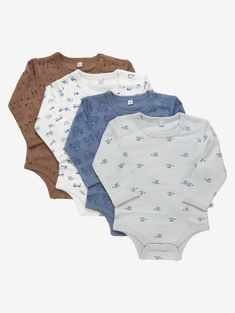Pippi Langærmet Body 4 stk - Blue Mirage