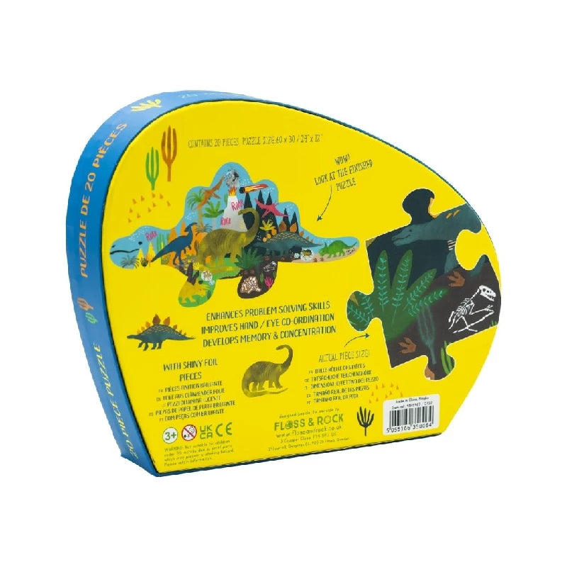 Puslespil m. formet motiv & æske 20 brikker - Dino