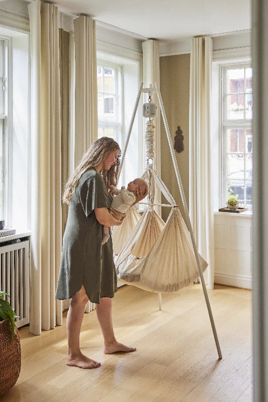 Membantu Premium tvillinge slyngevugge økologisk bomuld - beige