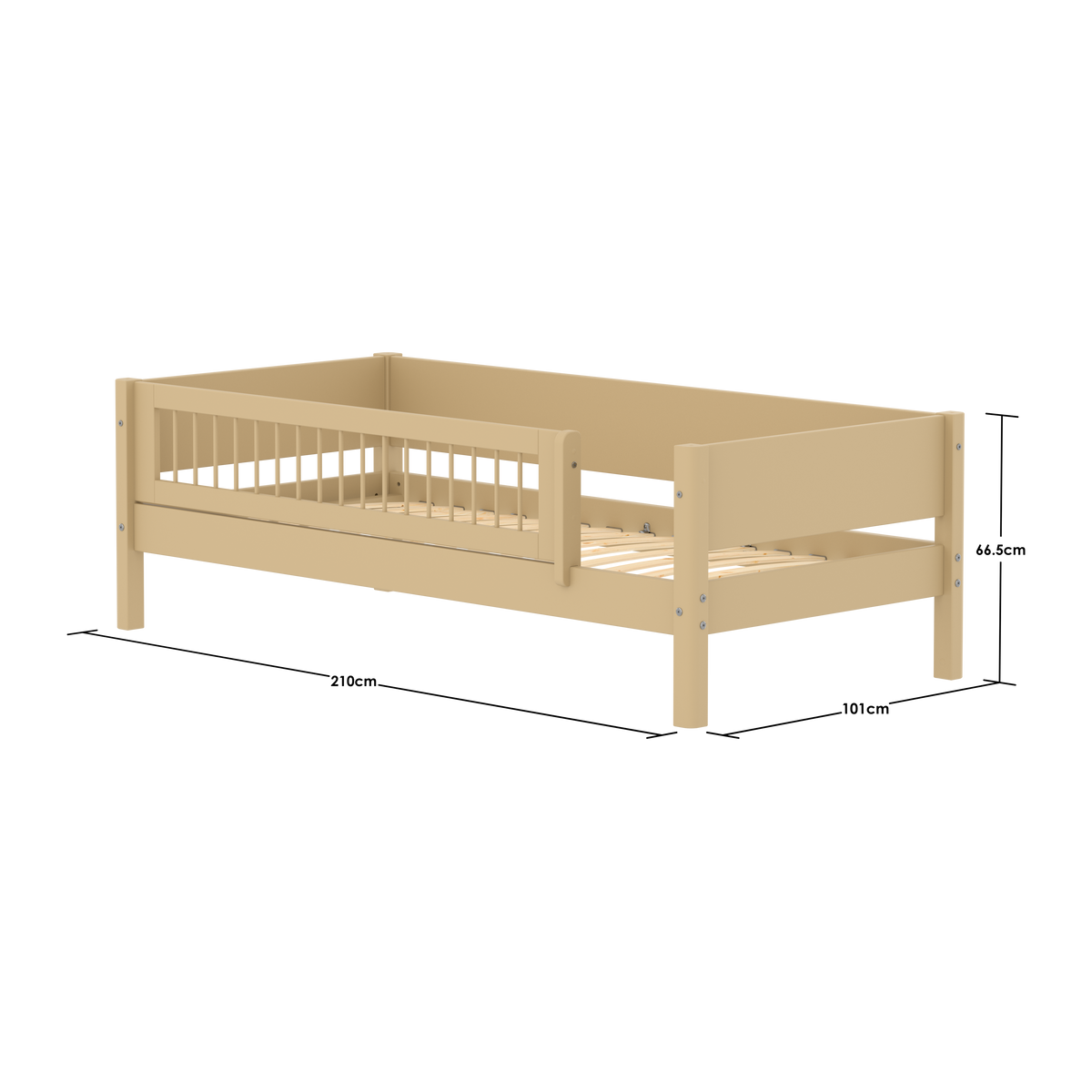 FLEXA WHITE Enkeltseng 90x200 cm m. crossbar sengehest - Sand