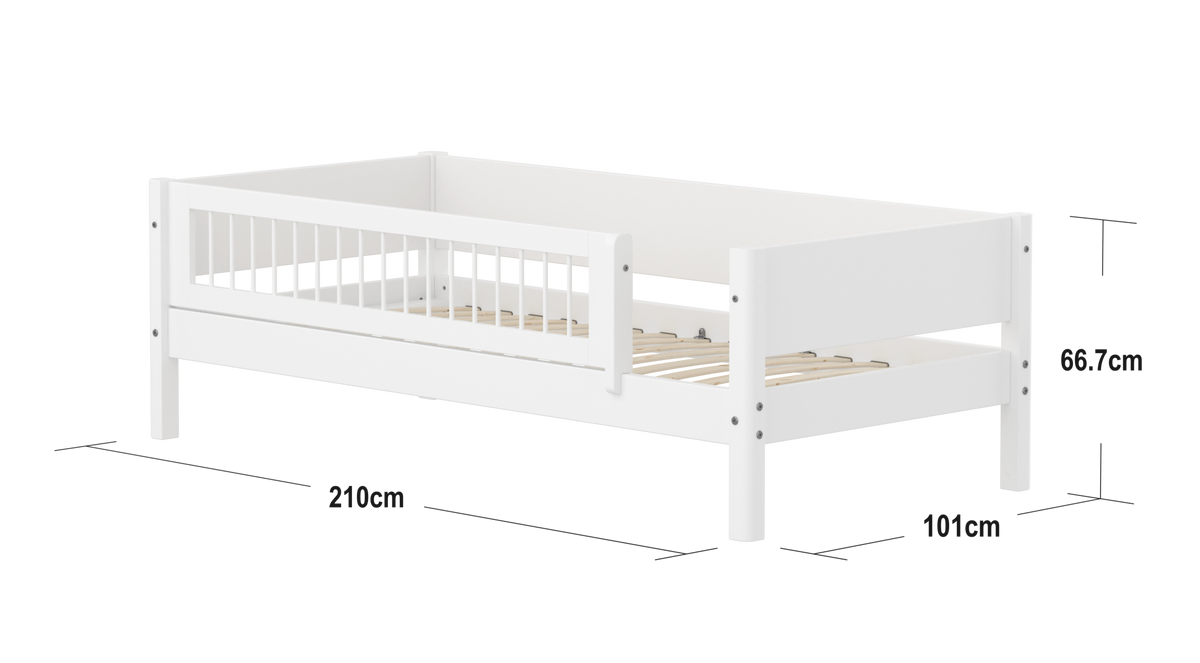 FLEXA WHITE Enkeltseng 90x200 cm m. crossbar sengehest - Hvid