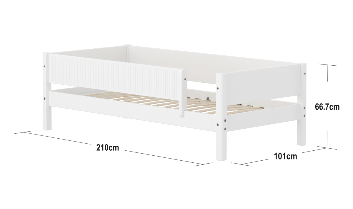 FLEXA WHITE Enkeltseng 90x200 cm m. grooves sengehest - Hvid