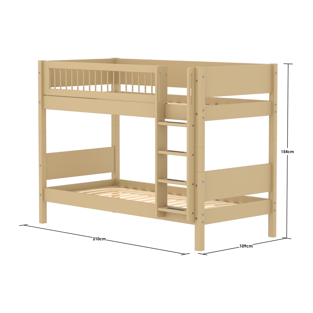 FLEXA WHITE Køjeseng 154 cm med stige og crossbar sengehest  90x200 cm- Sand