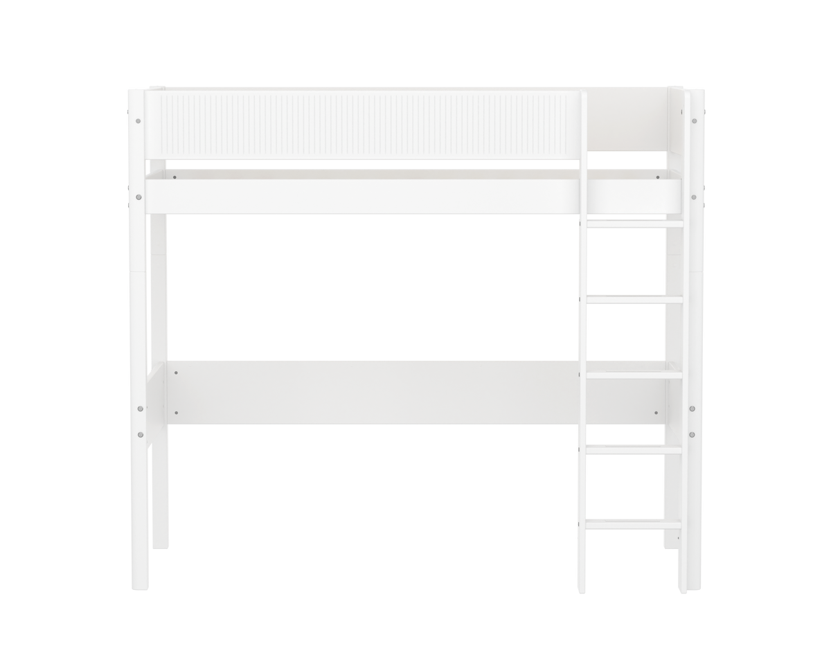 FLEXA WHITE Højseng  184 cm med stige og grooves sengehest  90x200 cm- Hvid