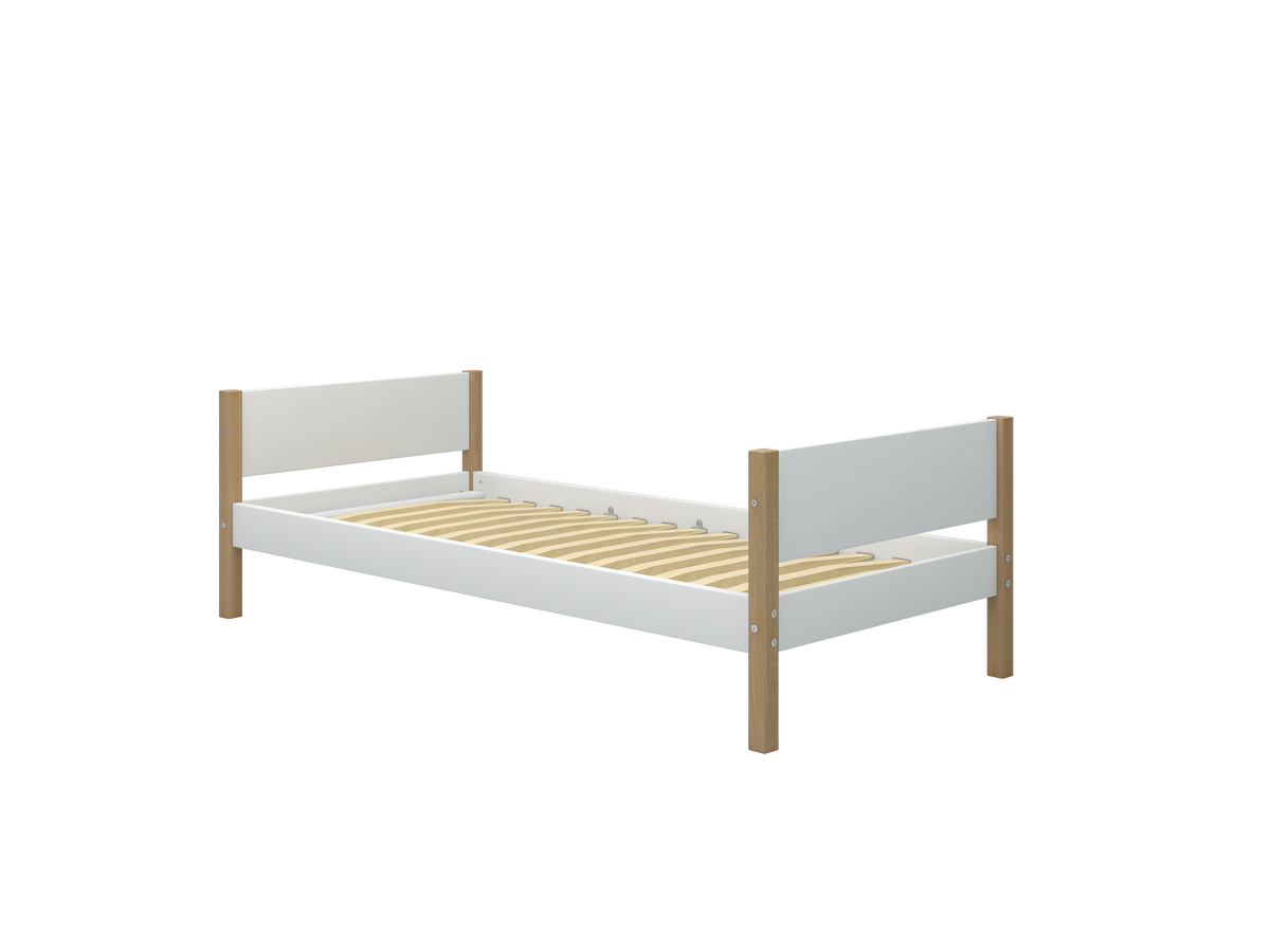 FLEXA NOR Enkeltseng 90x200 cm - Hvid/eg
