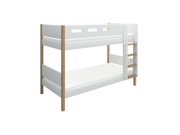 FLEXA NOR Køjeseng 154 cm med stige og cut out sengehest 90x200 cm - Hvid/eg