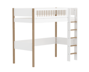 FLEXA NOR Højseng 184 cm med stige og crossbar sengehest  90x200 cm - Hvid/eg