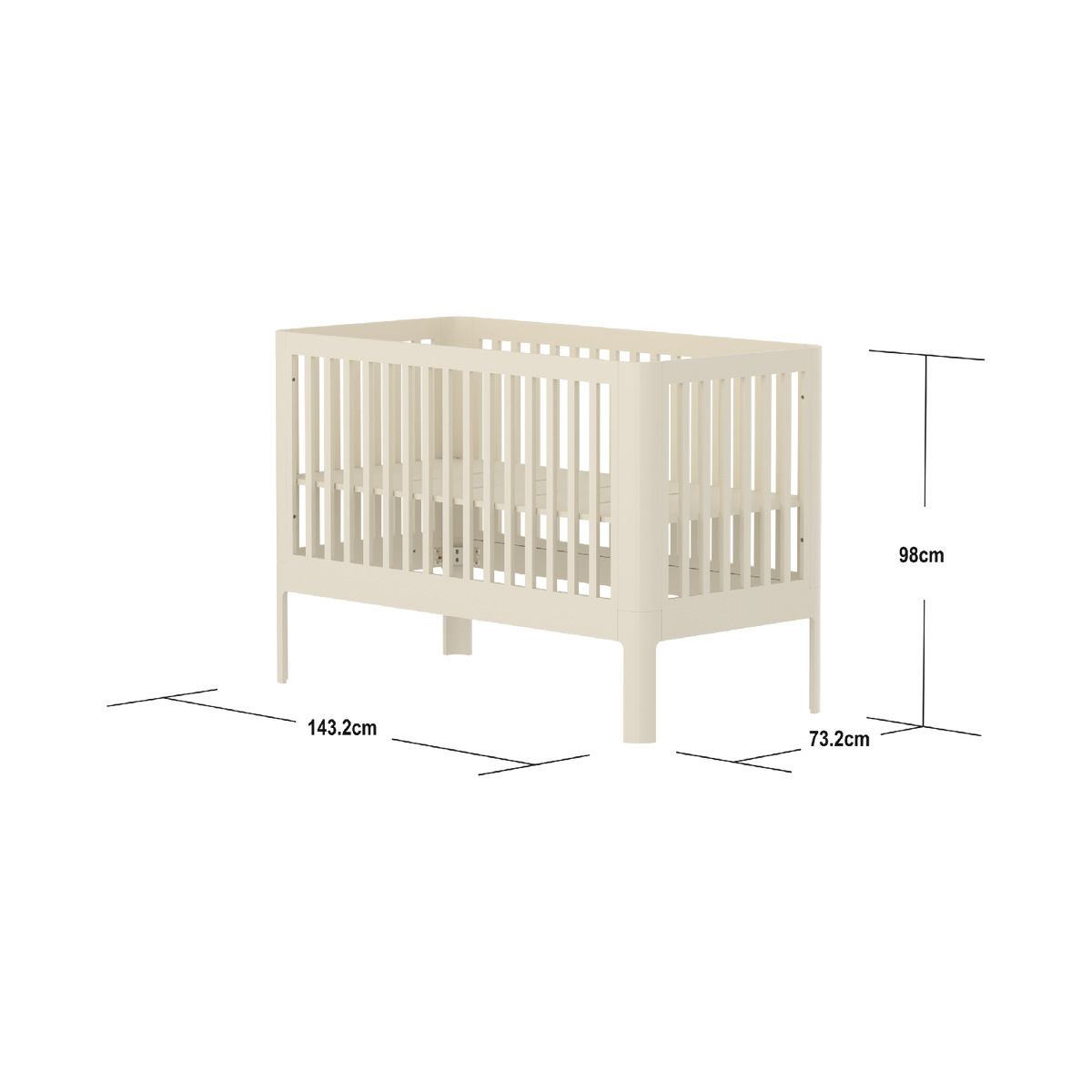 Flexa Nova Tremmeseng 70x140 inkl. madras - Cream