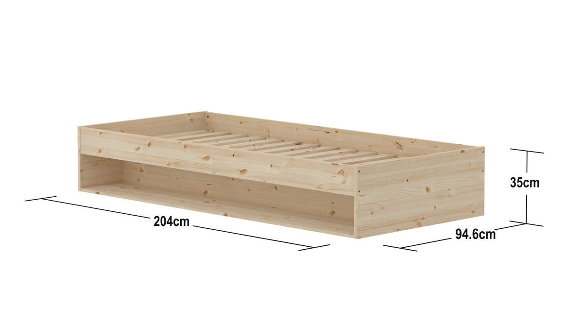 Flexa Grow gulvseng med hylde - 94,6x204cm