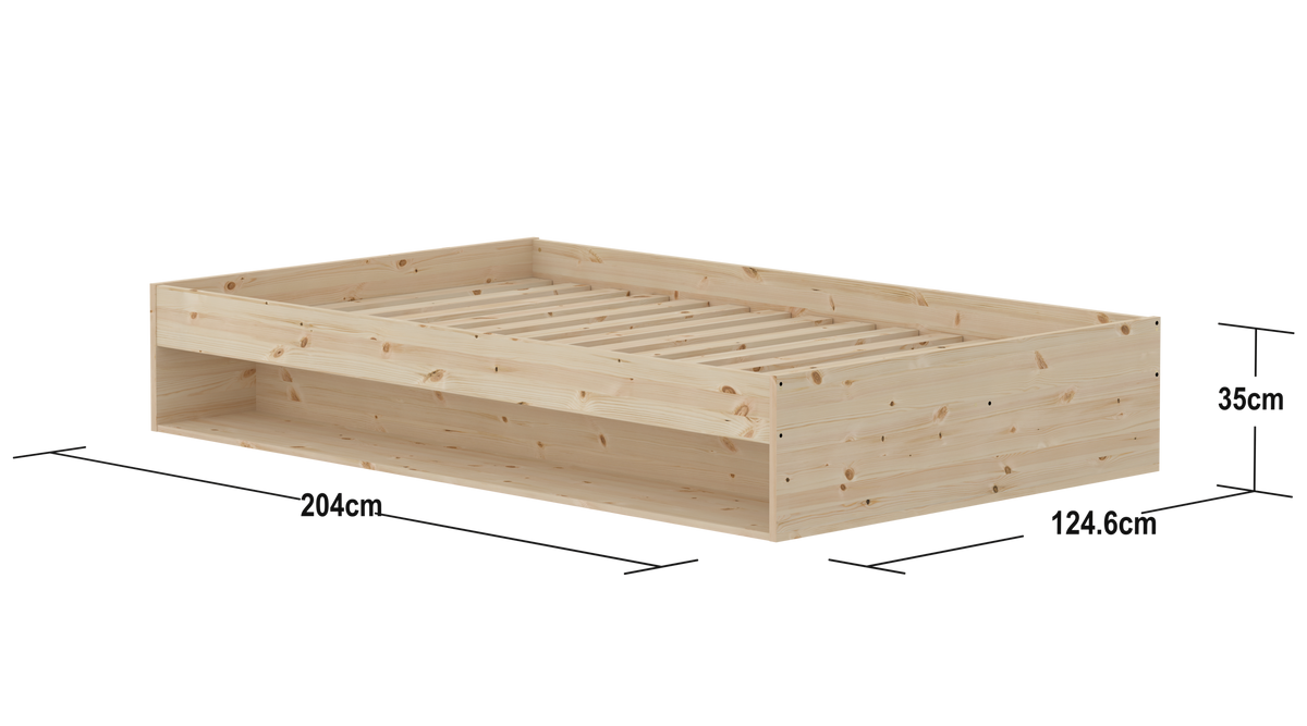 Flexa Grow gulvseng med hylde - 125,5x204cm