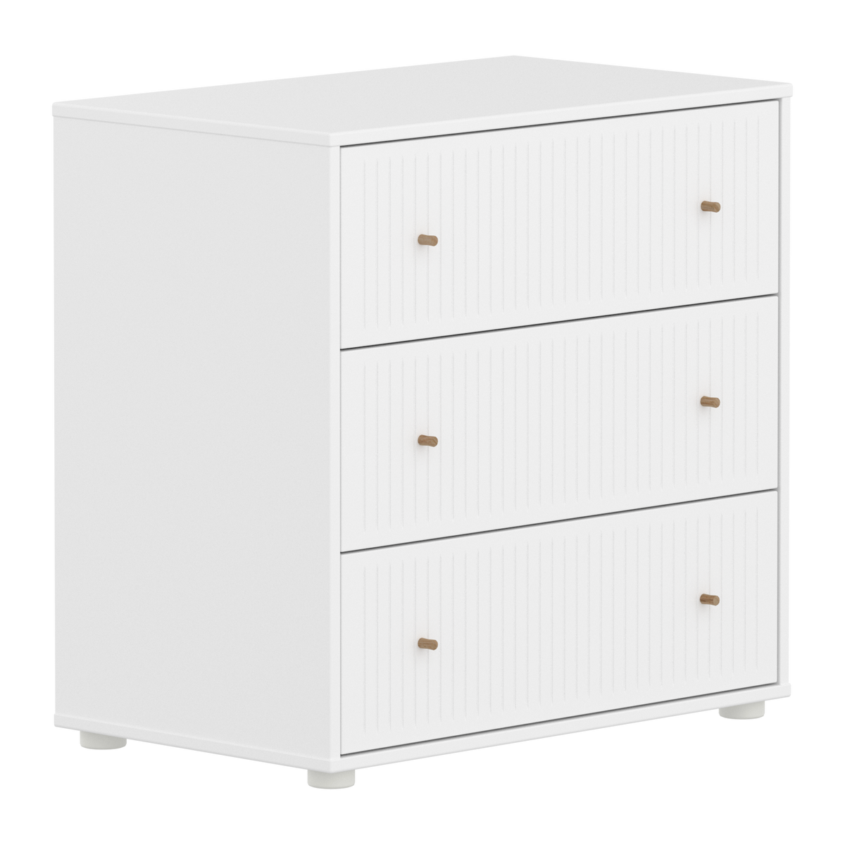 Flexa Saga Kommode74x75,5x45 Hvid riller/Egetræsgreb