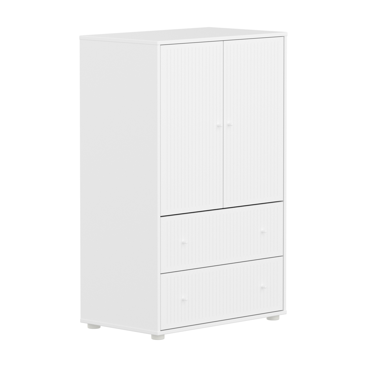 Flexa Saga Skab 120x75,5x45 Hvid riller/Hvid greb