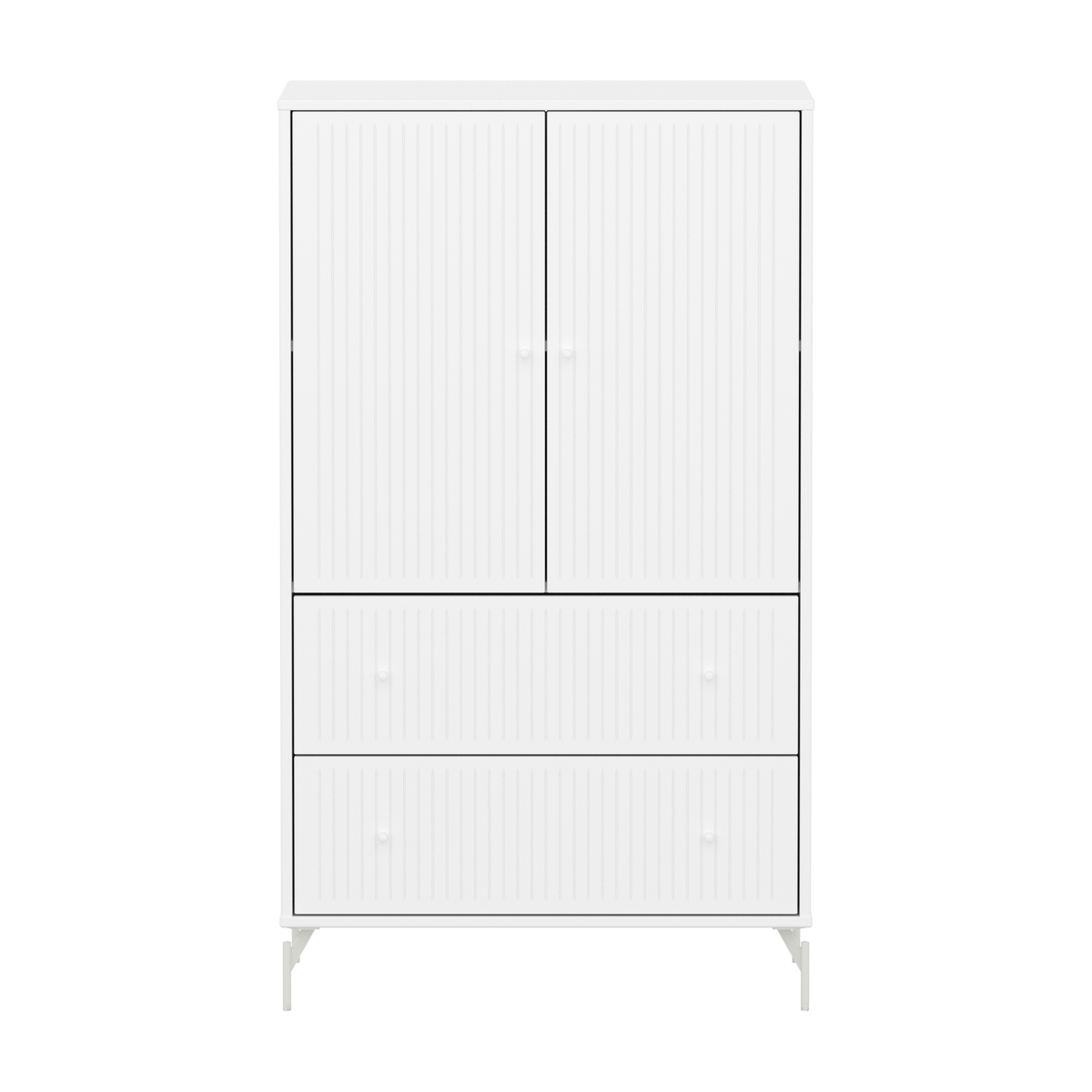 Flexa Saga Skab 129,5x75,5x45 Hvid riller/Hvide greb og  ben