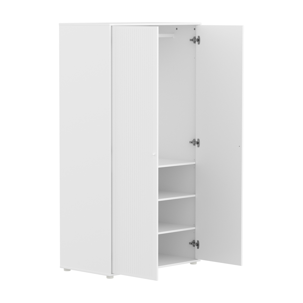 Flexa Saga Garderobeskab 200x100x55 Hvid riller/Hvide ben og greb