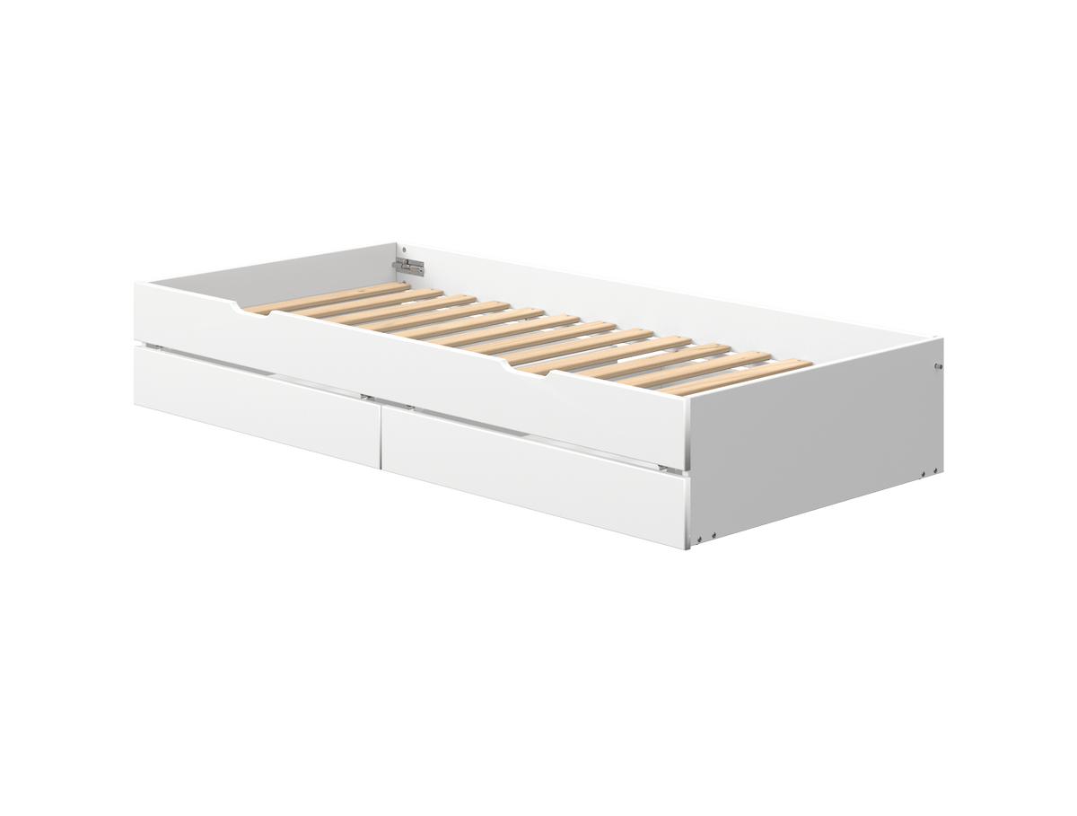 FLEXA WHITE/NOR Udtræksseng og to skuffer til enkeltseng  90x200 cm - Hvid