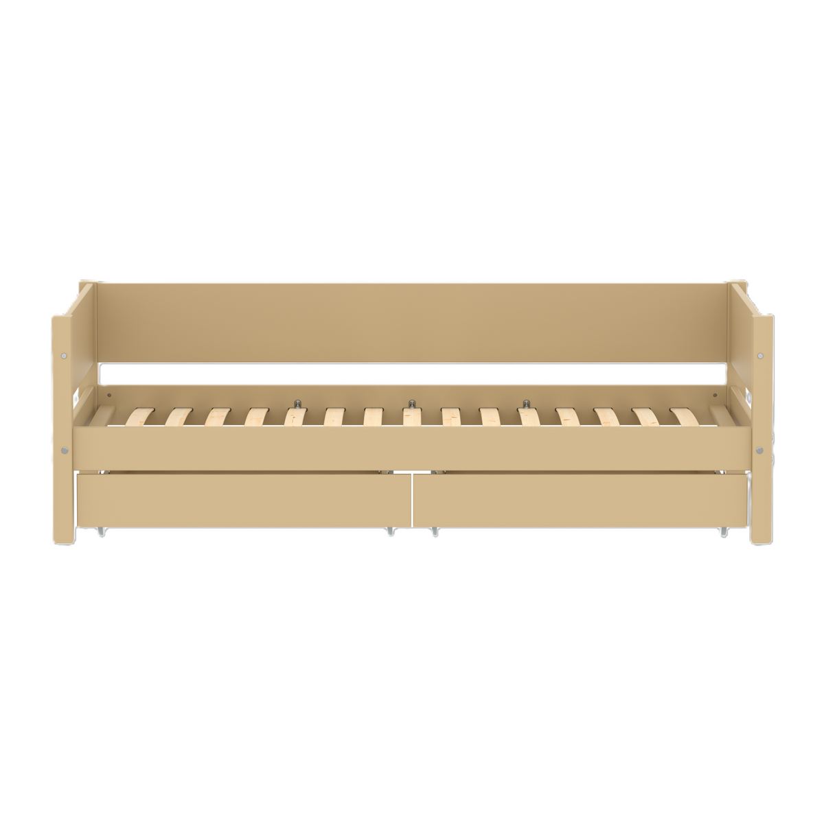 FLEXA WHITE Enkeltseng 90x200 cm m. baggavl incl. 2 udtræksskuffer - Sand