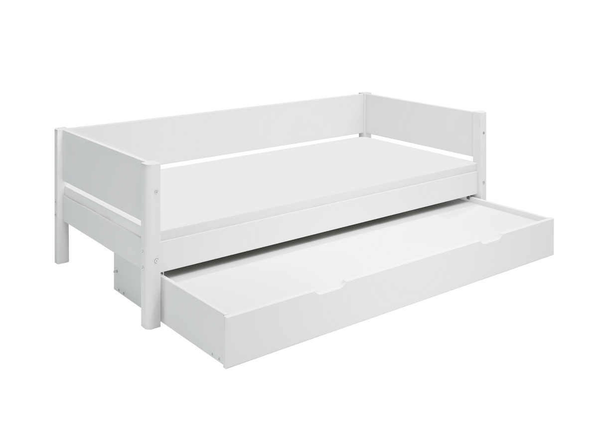 FLEXA WHITE Enkeltseng 90x200 cm m. baggavl incl. Udtræksseng - Hvid/eg