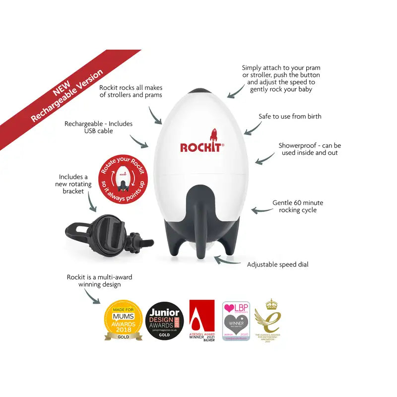 Rockit MK2 Barnevognsvugger - genopladelig