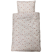 Baby sengelinned, dess. 1340 hvid m/ pastelfarvede smukke blomster
