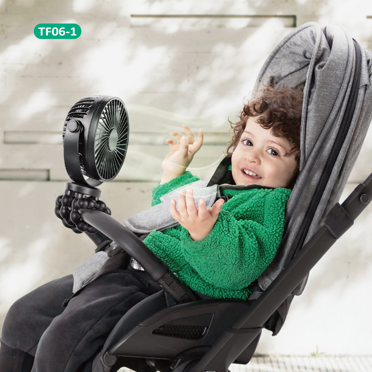 Titaniumbaby Ventilator t/klap- & barnevogn genopladelig - sort