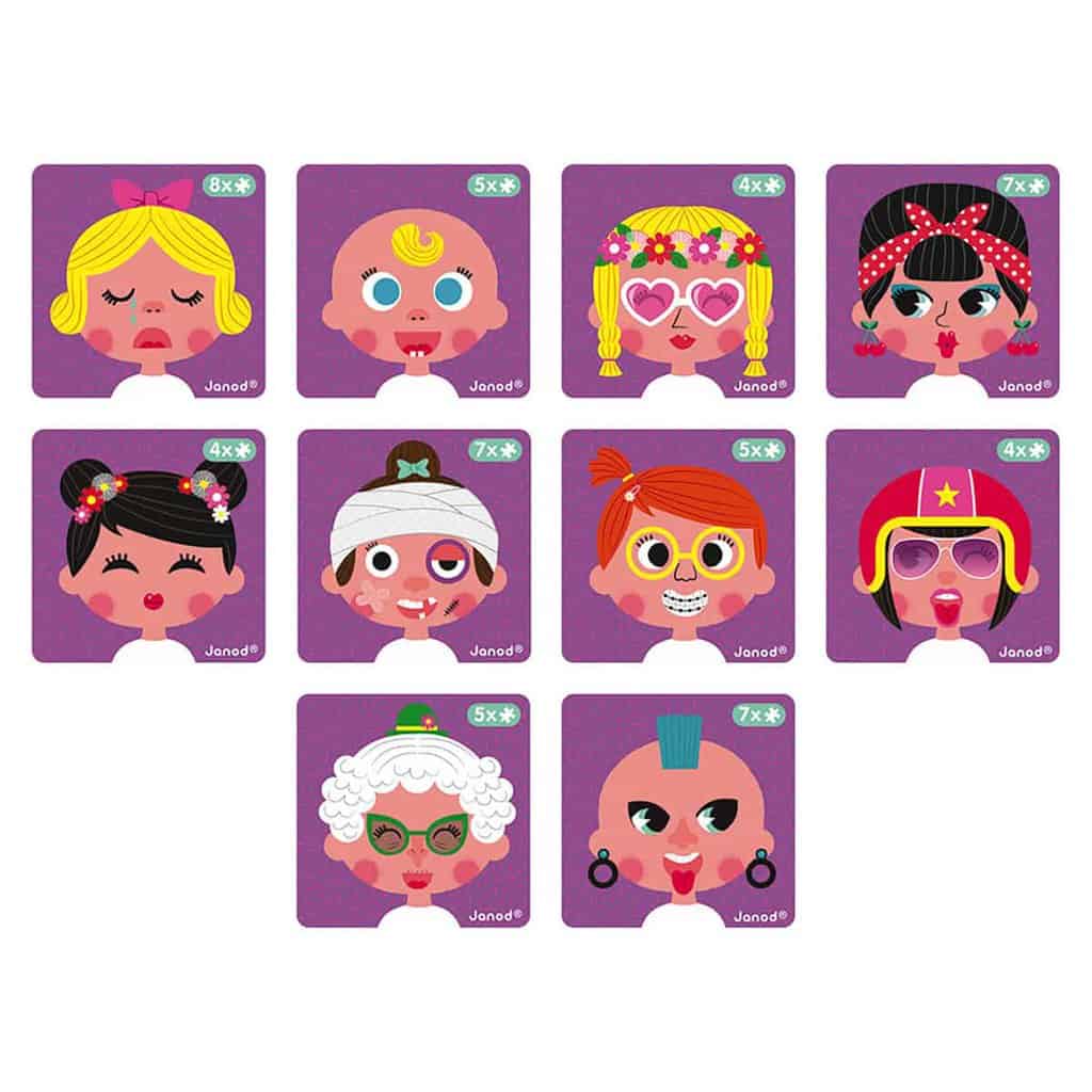 Janod Magnetibook - Girl’s Crazy Faces