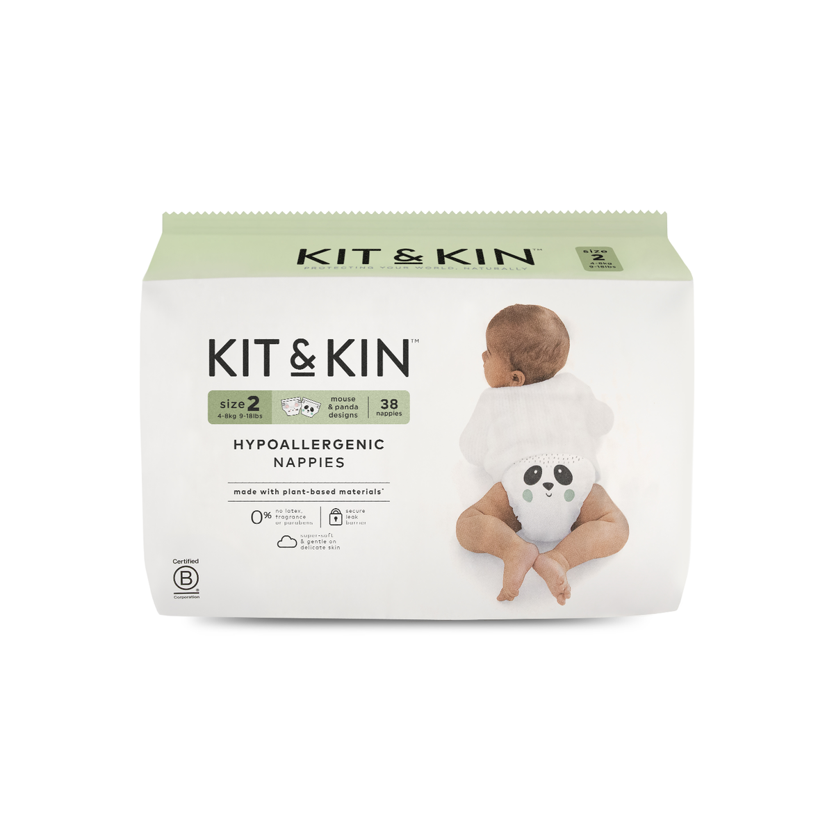 Kit & Kin Hypoallergeniske Bleer - Str. 2: 4-8 kg (38 stk)
